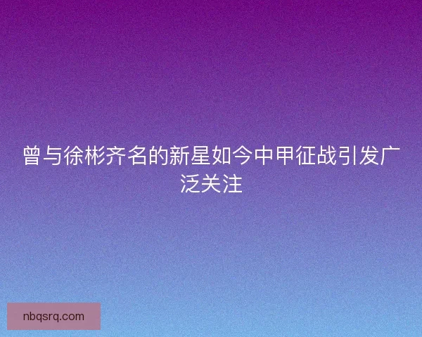 曾与徐彬齐名的新星如今中甲征战引发广泛关注 曾与徐彬齐名的新星如今中甲征战引发广泛关注